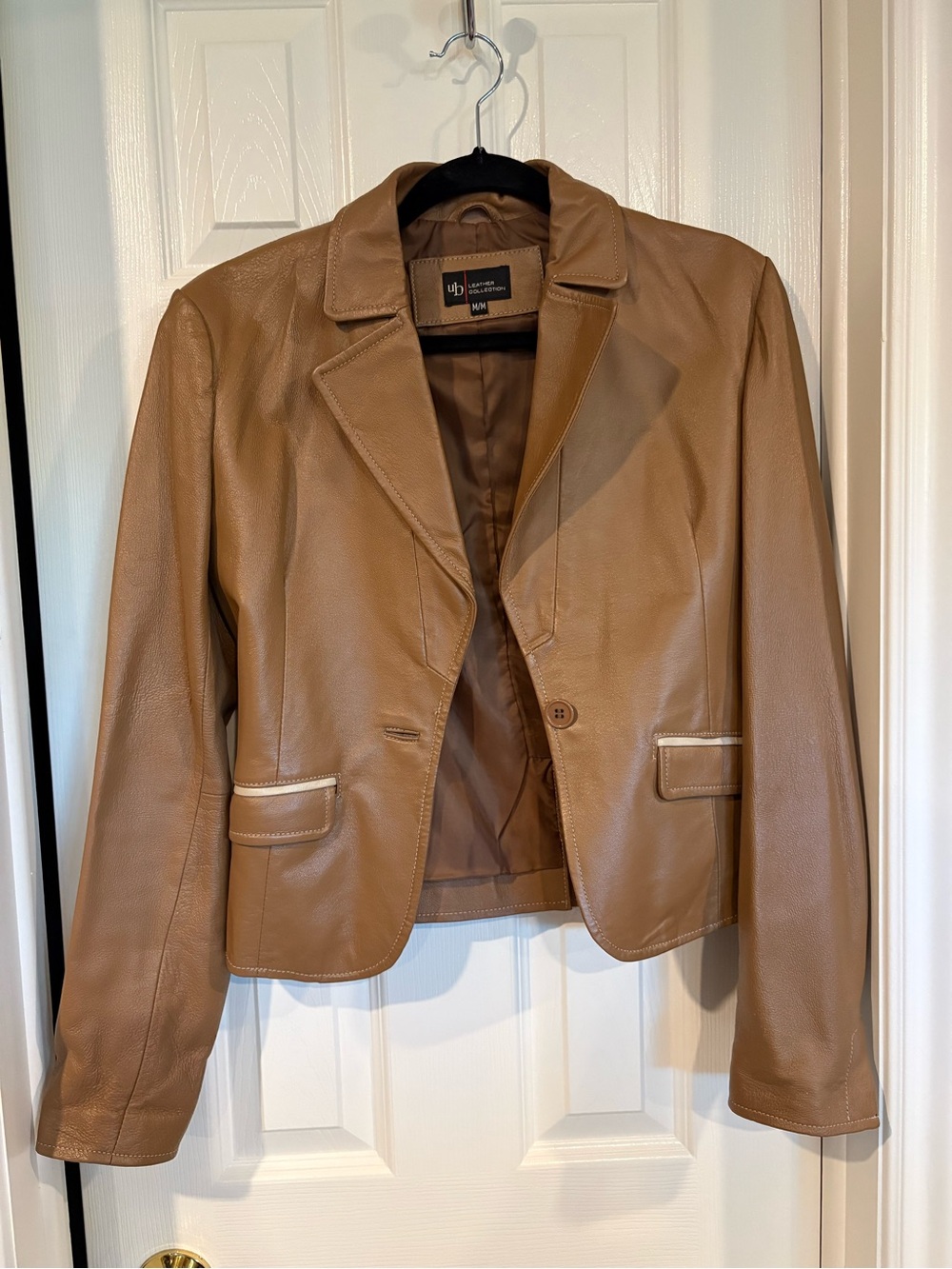 UB Leather Collection Women’s Tan Leather Blazer Jacket